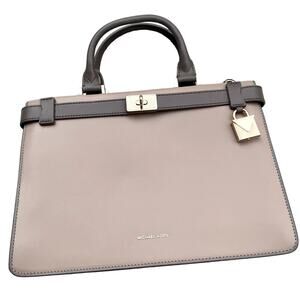 Michael Kors Truffle/Mushroom Tatiana Medium Leather Crossbody Satchel Bag Brown